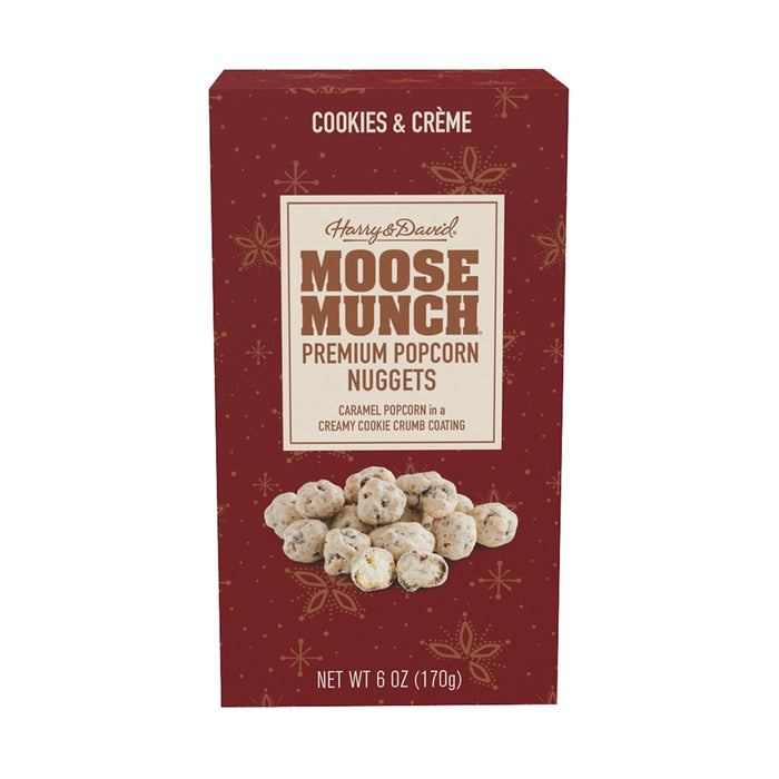 Box of Harry & David Moose Munch Premium Popcorn Nuggets on a white background