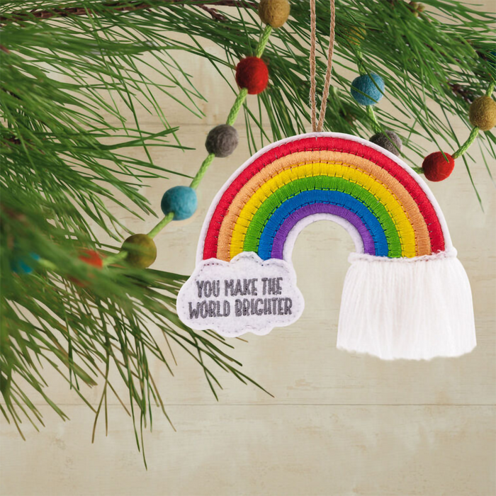 Hallmark : Make the World Brighter Rainbow Fabric Hallmark Ornament