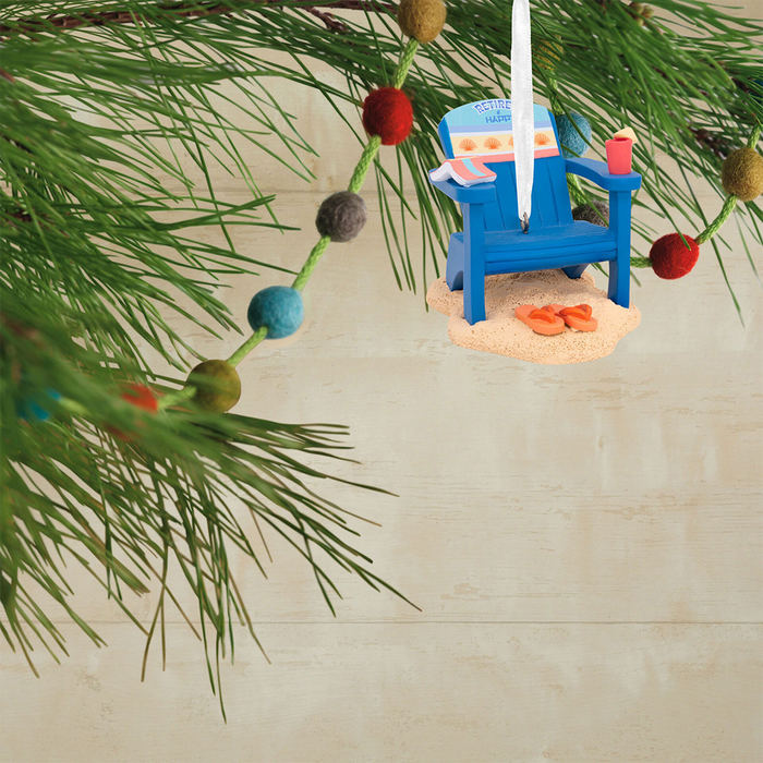 Hallmark :  Retired and Happy Beach Chair Hallmark Ornament - Tree Trimmer