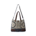 A large tote bag crafted from a blend of cotton and linen fabric, showcasing a stylish and durable design.
