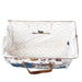 This Myra Bag Venture Weekender Bag features a vintage paisley-inspired printed canvas body in neutral gray tones. 
