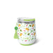 A white wine glass featuring a green lid and a green handle, elegantly designed for stylish sipping.