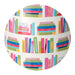 A white tumbler with a green lid, decorated with a charming book pattern, perfect for enjoying beverages while reading.