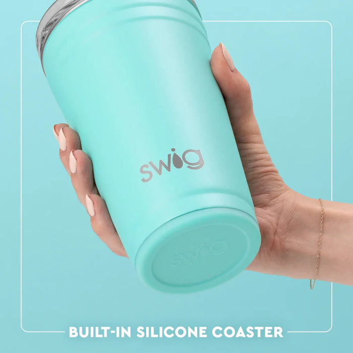 Silicone tumbler by Swig, designed for durability and convenience, featuring a sleek and modern design.