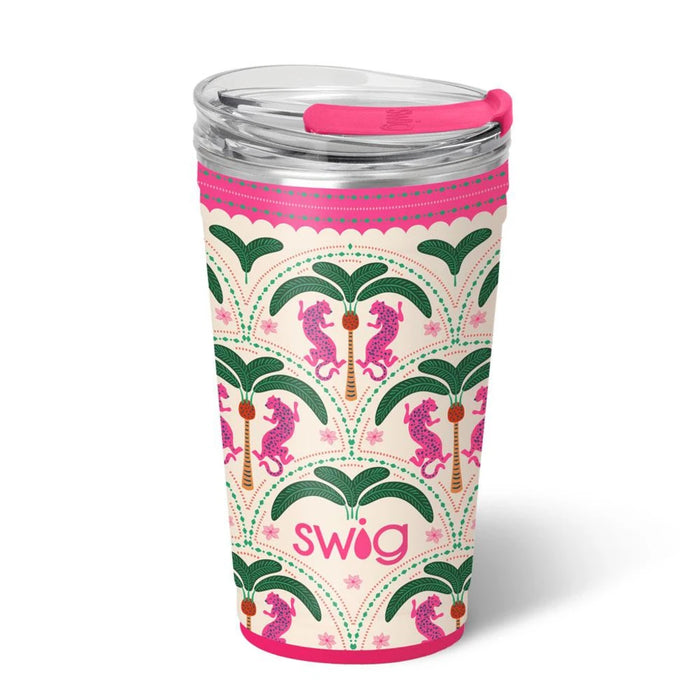 Repeated pattern of the word "swig" in a playful, rhythmic arrangement, suggesting a lively drinking theme.