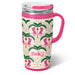 Swiggy travel mug featuring palm trees, perfect for enjoying beverages on the go.