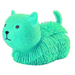 Green cat-shaped stress ball with textured surface on a white background