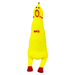 Yellow chicken costume with red accents on a white background