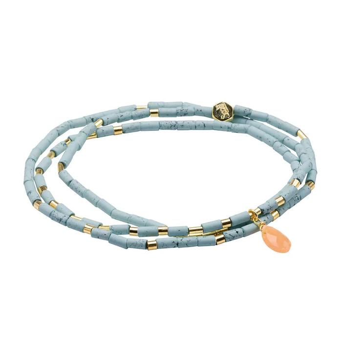 Scout Curated Wears : Teardrop Stone Wrap Blue Howlite/Sunstone/Gold - Stone of Harmony