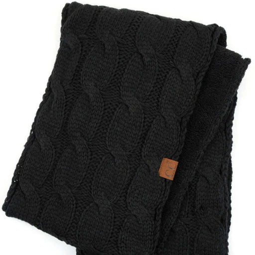 Knitted Fuzzy Sherpa Lining Scarf featuring a textured knit exterior and soft plush sherpa lining.