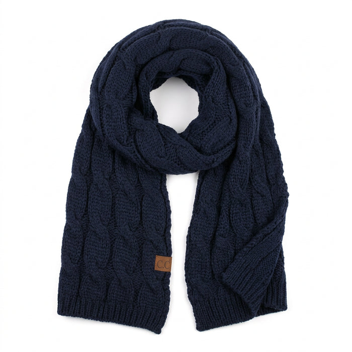 Knitted Fuzzy Sherpa Lining Scarf featuring a textured knit exterior and soft plush sherpa lining.