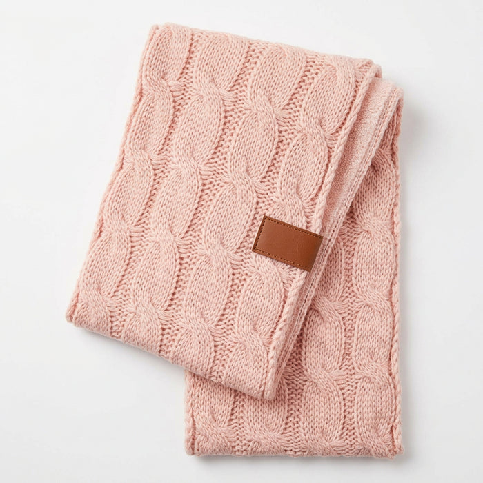 Knitted Fuzzy Sherpa Lining Scarf featuring a textured knit exterior and soft plush sherpa lining.