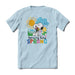 Brief Insanity Snoopy Spring Has Sprung T-Shirt featuring Snoopy in a colorful spring-themed graphic on a soft 100% cotton unisex tee, available in sizes Small through XXL.