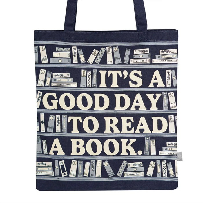 Half Moon Bay Good Day recycled cotton shopper bag with positive message design for everyday shopping and reusable carrying needs.