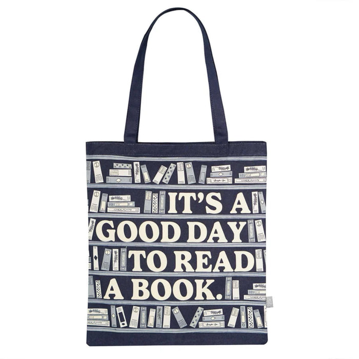 Half Moon Bay Good Day recycled cotton shopper bag with positive message design for everyday shopping and reusable carrying needs.