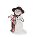 Byres' Decorative snowman figurine with a plaid scarf and black hat  hold candy canes on a white background