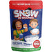 Product packaging for 'Snow in Seconds' with cartoon characters and text on a white background