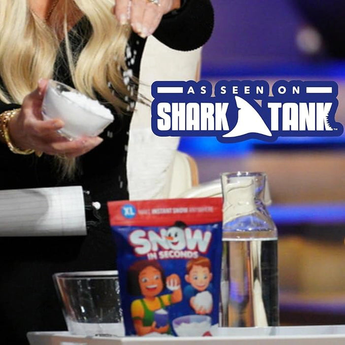 Product on a table with 'As Seen on Shark Tank' logo in the background