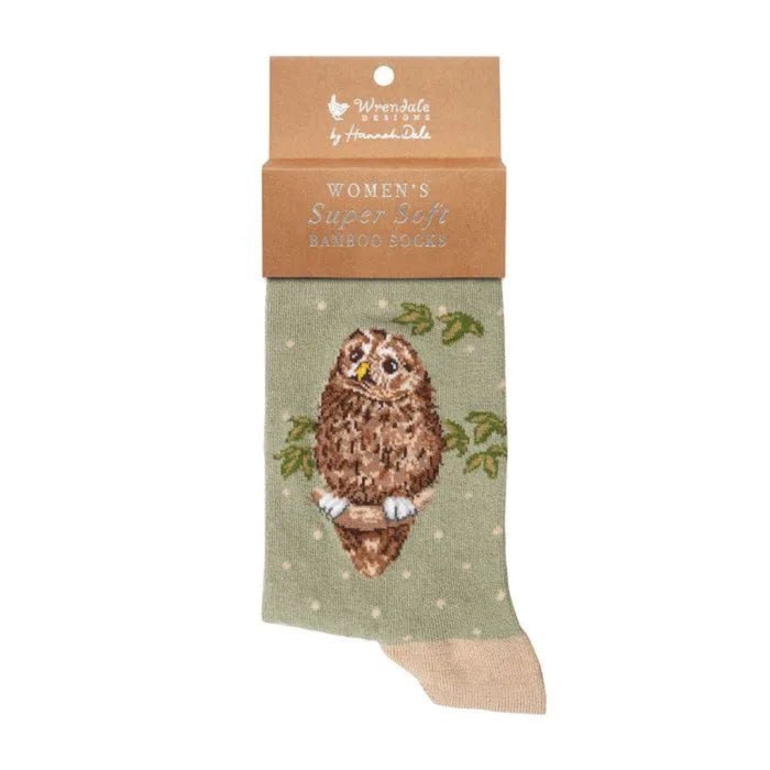 Wrendale Designs Treetops Owl Socks featuring a charming woodland owl design