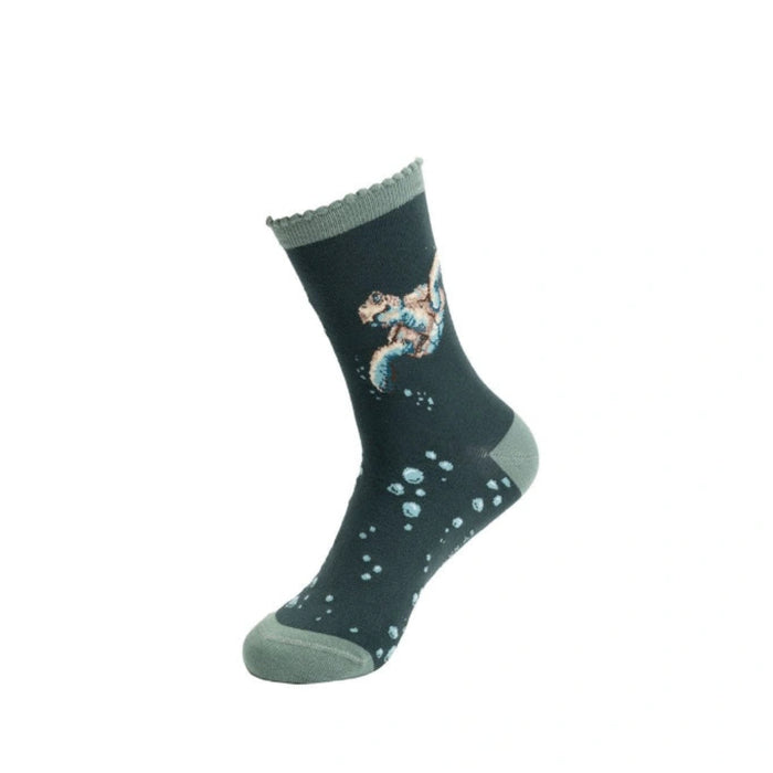 Wrendale Designs Swimming School Turtle Socks featuring a charming turtle design