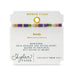 A vibrant multi-colored bracelet featuring elegant gold accents.