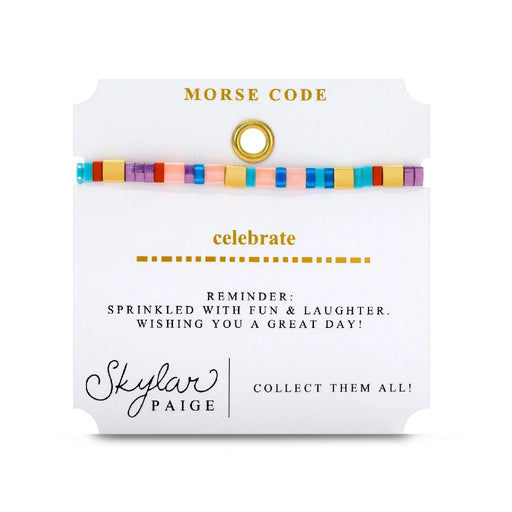 A multicolored square-shaped bracelet featuring various vibrant colors arranged in a geometric pattern.