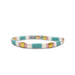 A multi-colored bracelet crafted from glass and gold, showcasing a vibrant and elegant design.