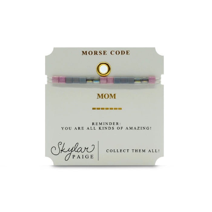 A colorful bracelet with square glass beads in pink and blue, highlighting a unique and eye-catching style.