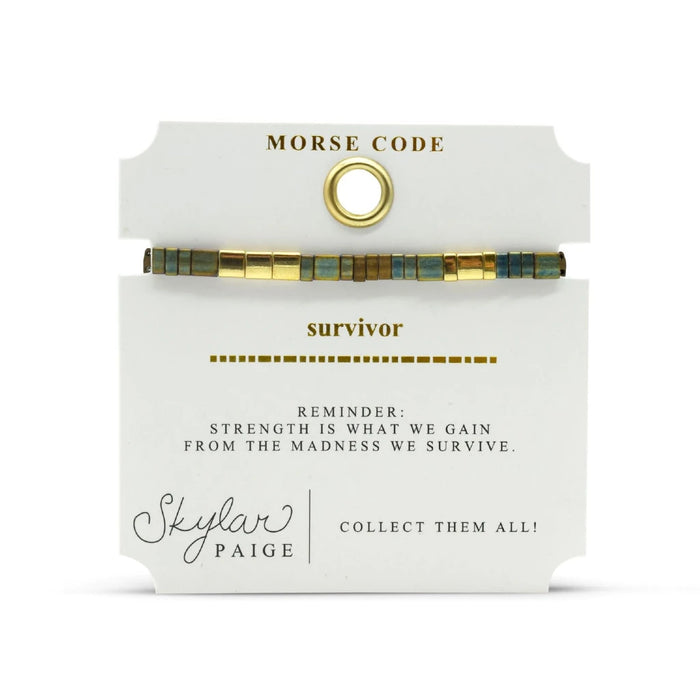 A square-patterned bracelet in gold and blue hues, showcasing a unique style.