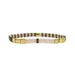 A bracelet crafted from a single strand of white and brown glass beads, showcasing a simple yet elegant design.