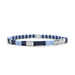 A blue and white striped bracelet featuring a silver clasp.