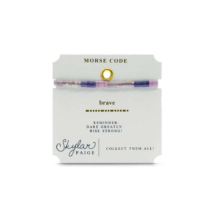 Stia : Brave Morse Code Tila Beaded Bracelet