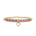 A pink bracelet featuring a heart charm, elegantly designed for a stylish accessory.