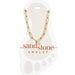 This Sand & Stone Paperclip Anklet gold-tone stainless steel anklet features a classic paperclip link design. 