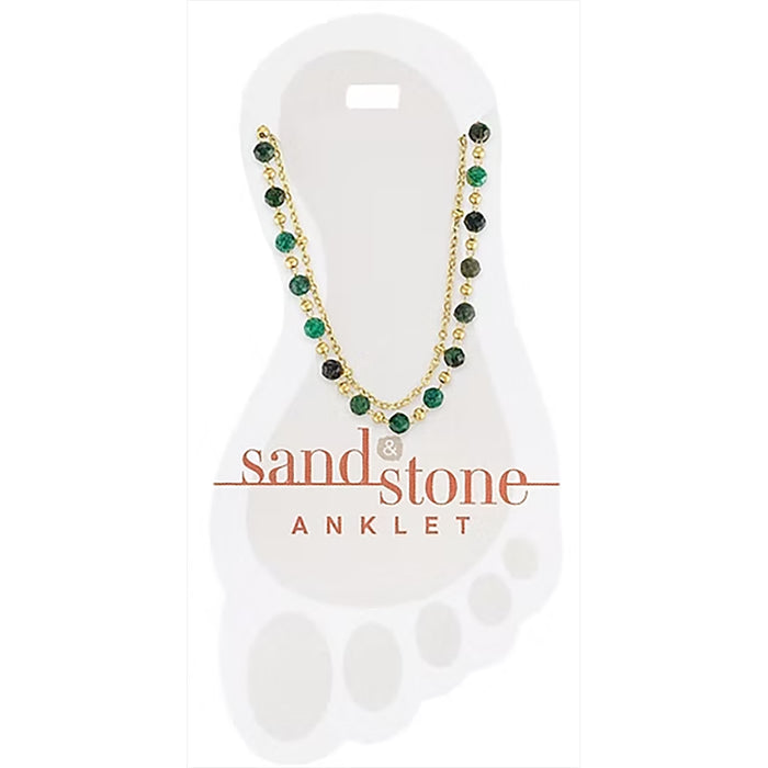 Sand & Stone anklet on a white card with brand name.