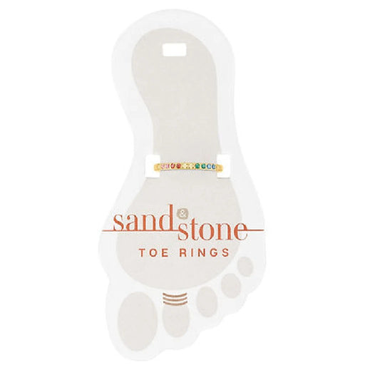 Sandstone toe ring displayed on a white background, showcasing its natural texture and earthy tones.