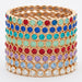 Rain Jewelry 12-piece stacking bracelet set featuring gold and silver colors with multicolor crystal accents.