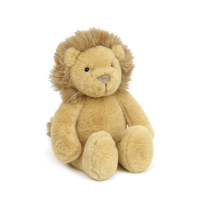 Plush lion toy on a white background