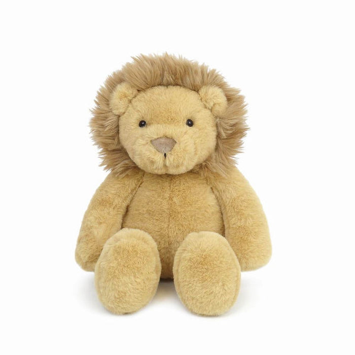 Plush lion toy on a white background