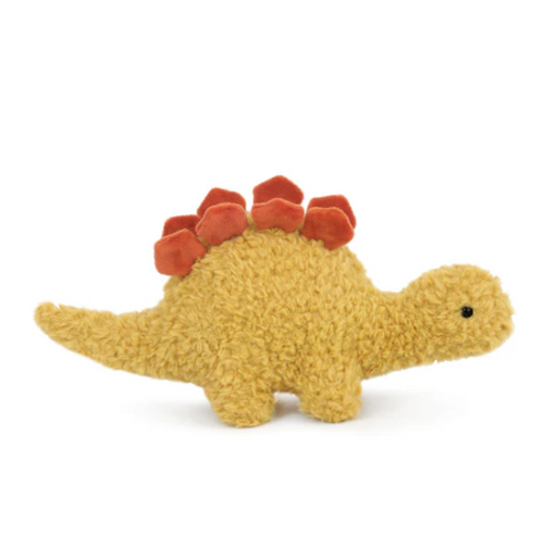 Toy dinosaur with red spikes on a white background