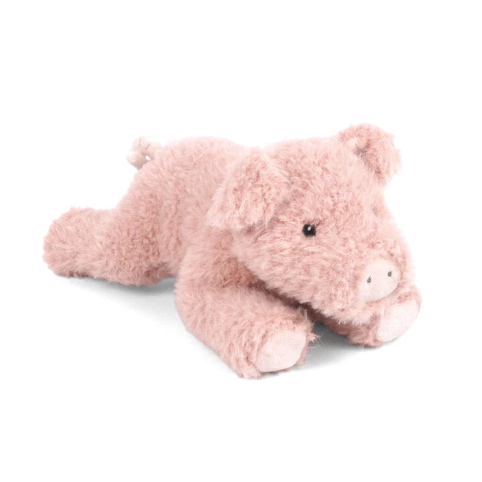 Laying Pig a snuggly little piglet with a whole lot of charm! With soft rose-pink faux fur, floppy ears