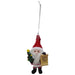 Christmas ornament of a Santa Claus holding a 'Santa's Nice List' sign on a white background