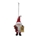 Decorative Christmas ornament of a Santa Claus figure holding a 'Santa's Nice List' sign on a white background.