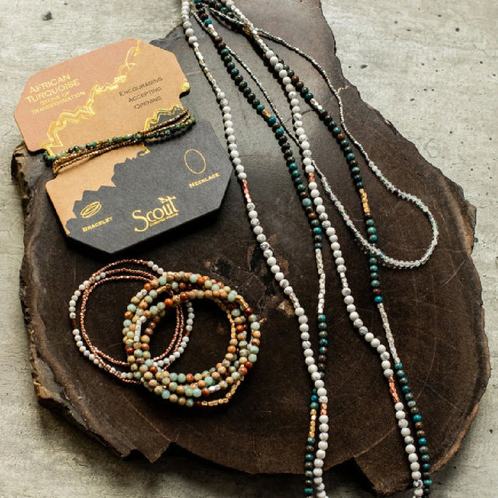 White Howlite stretch bracelet with enamel beads by Scout Curated Wears