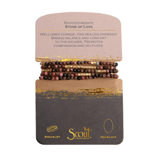 Scout Curated Wears Rhodochrosite Gold Stone Wrap Bracelet