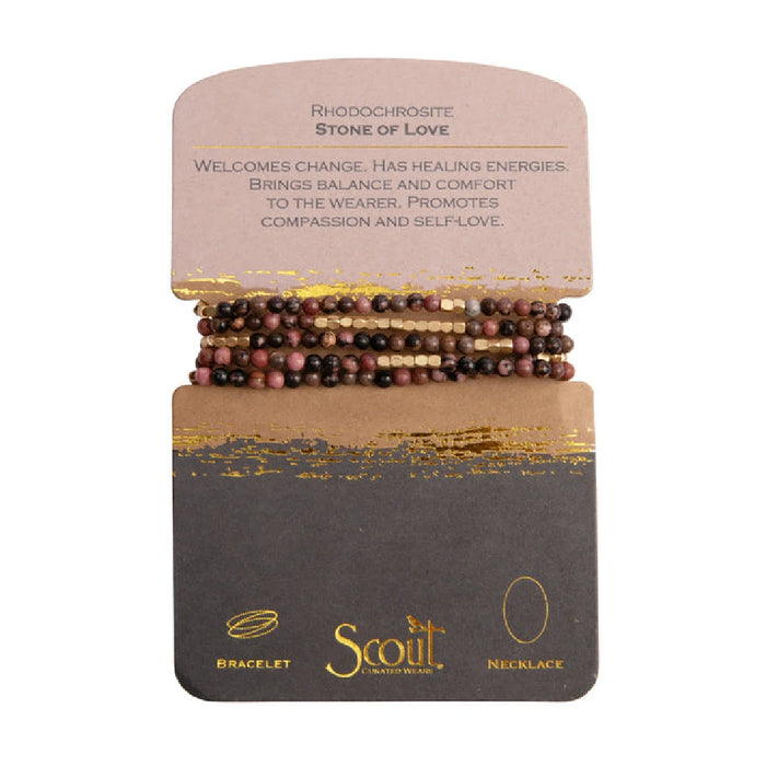 Scout Curated Wears Rhodochrosite Gold Stone Wrap Bracelet