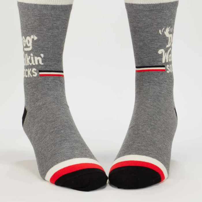 Gray socks with red and black accents on a white background