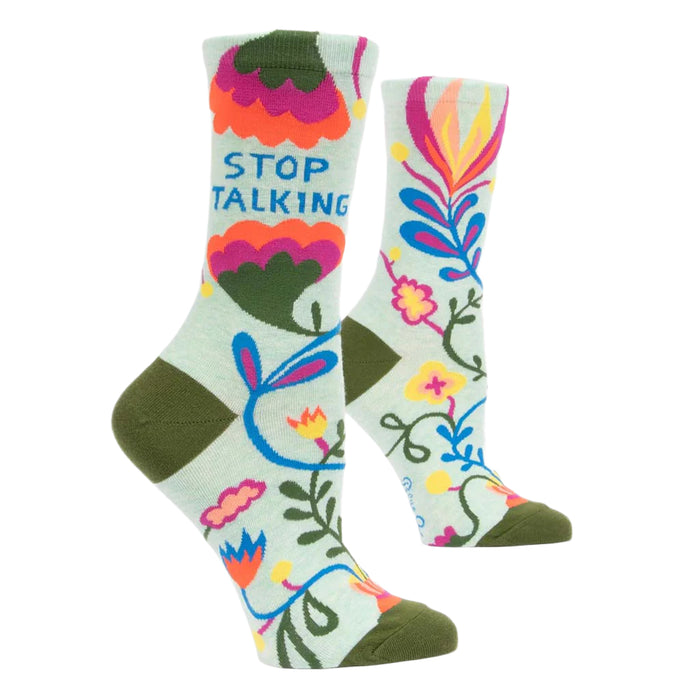 Blue Q : Women's Crew Socks - Stop Talking at Annie's Hallmark