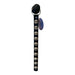 Black strap with metallic studs and a round decorative piece on a white background