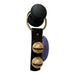 Black and gold baby rattle with a visible brand logo on a white background